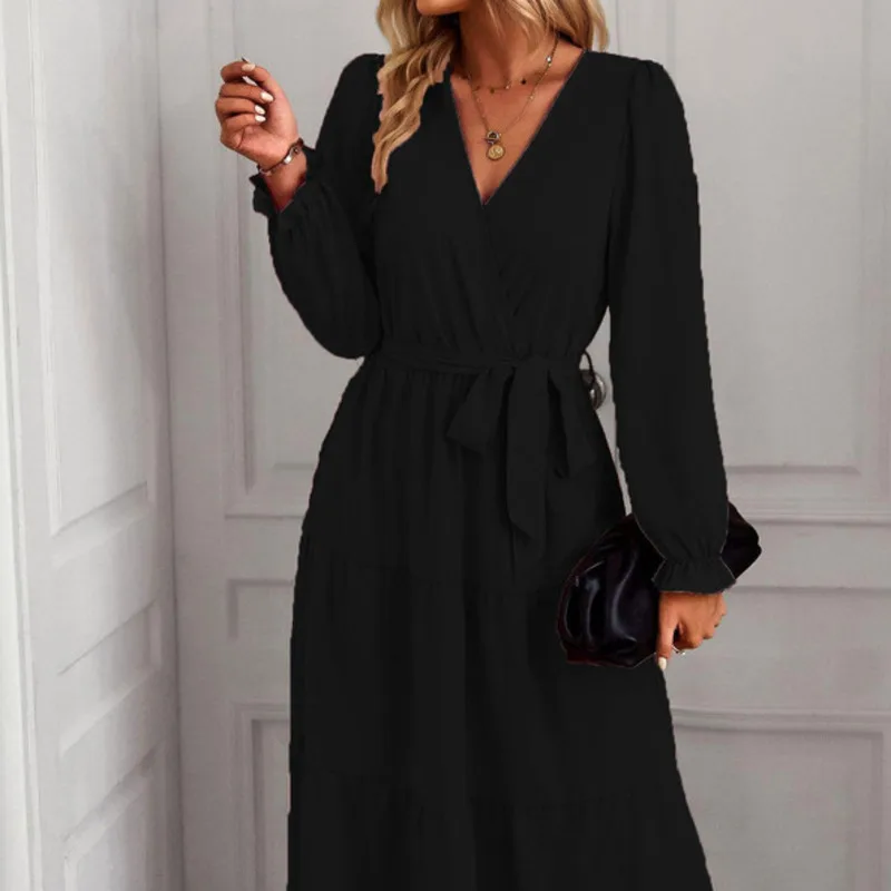 

Spring Summer New Solid Color Casual Dress Commuter Office Women's Vacation Home Long Dress Sweet Spice Girl Style Comfortable