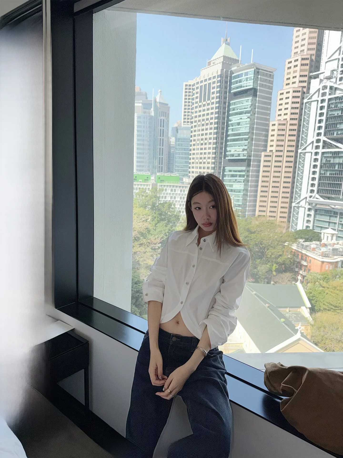 

Ranwear Lemon And Basil Simple Collar Color Block Short Shirt Versatile Cotton Breathable Women's Casual Fashion Top