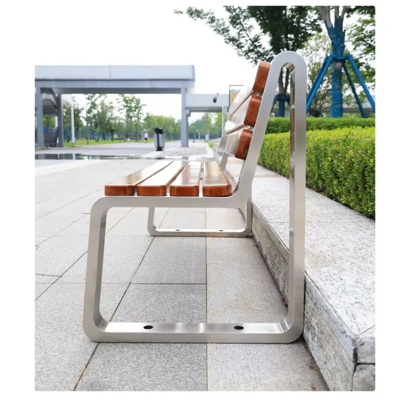Outdoor Metal Garden Bench Backrest Stainless Steel Garden Seats Park Leisure Public Benches Outdoor Bench