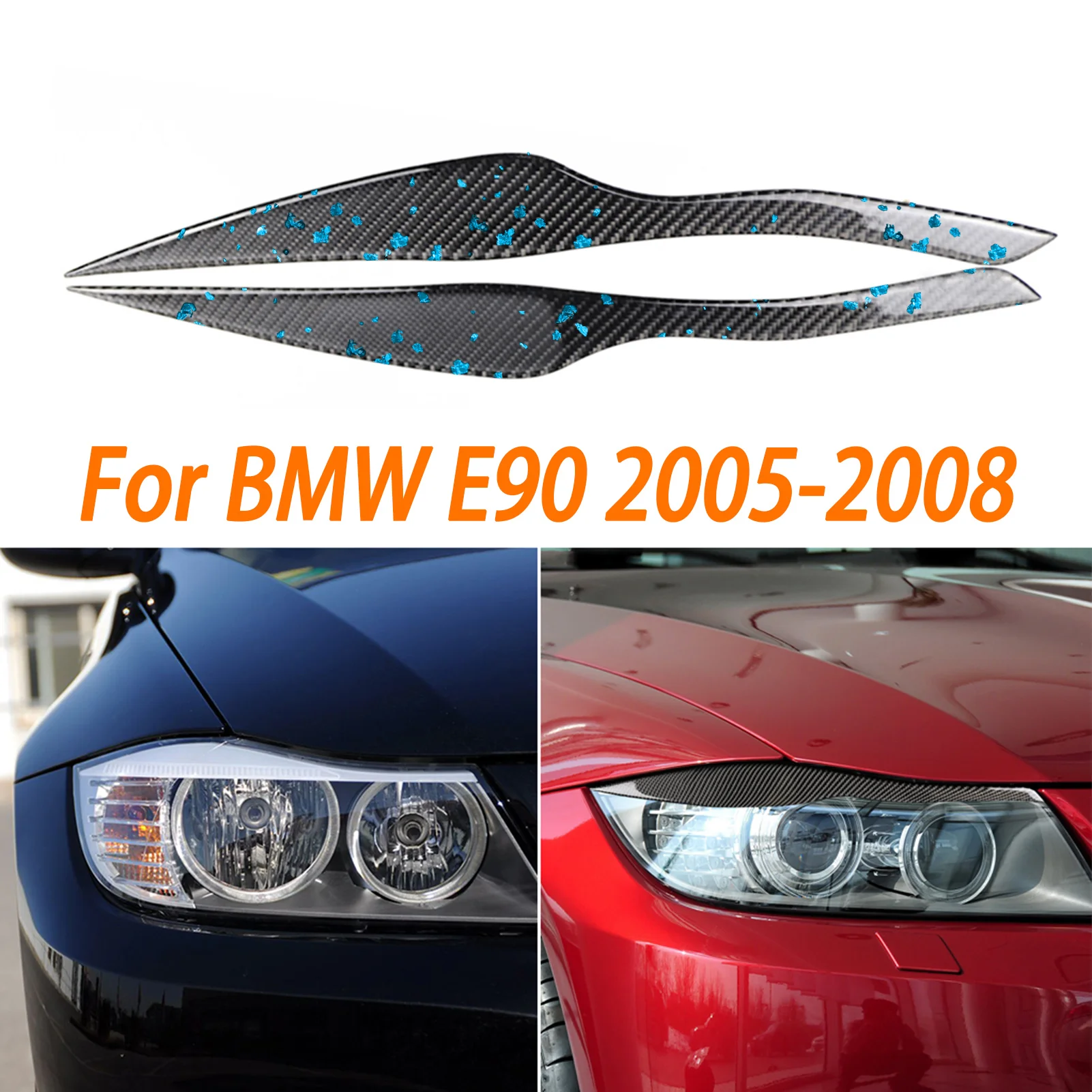 For BMW 3 Series E90 318i 320i 325i 2005-2008 Accessories Carbon Fiber Car Headlight Eyebrow Eyelids Trim Cover Decor Stickers