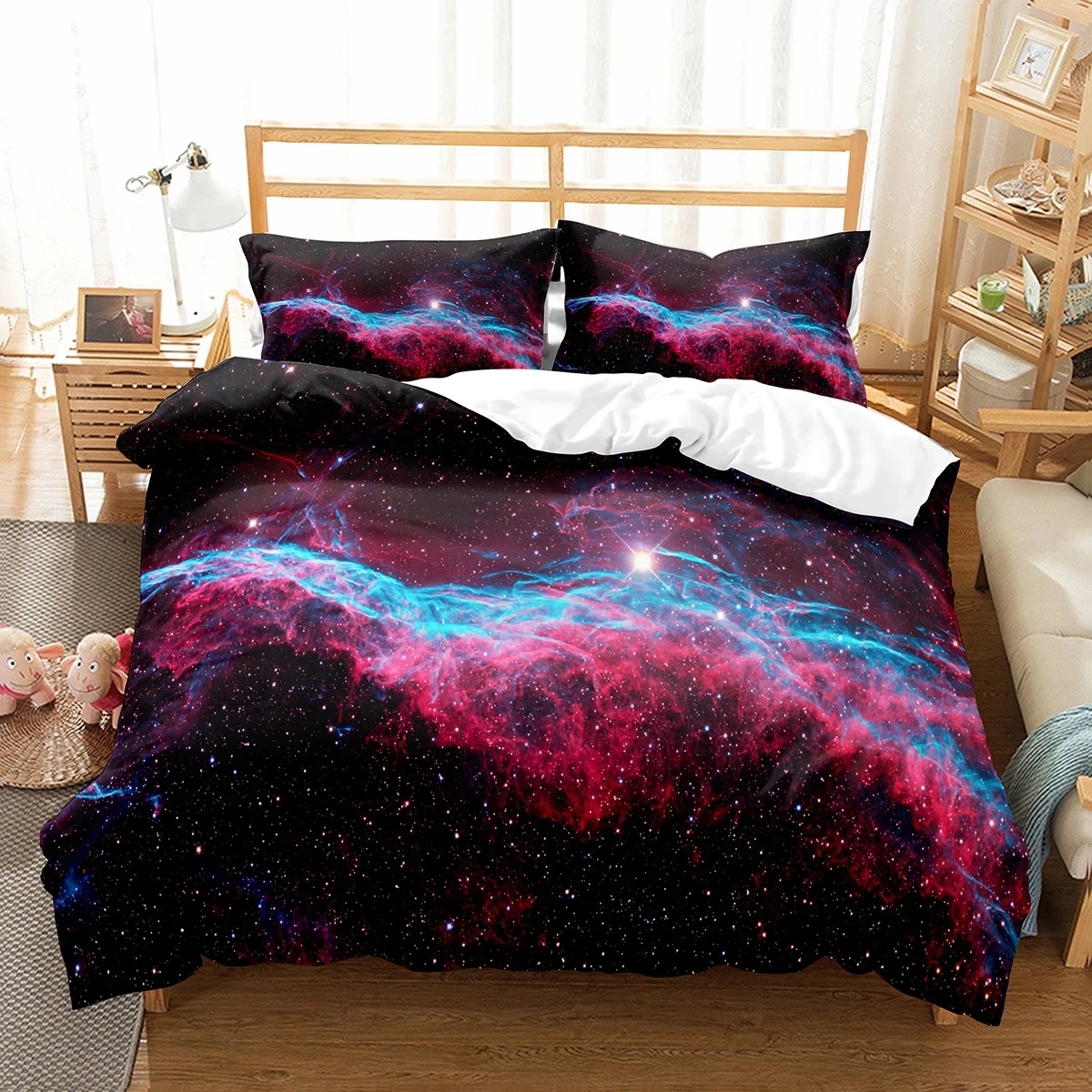 Galaxy Duvet Cover Set Starry Sky Comforter Cover Universer Outer Space Theme Bedding Set Single Twin Queen Size For Teens Boys