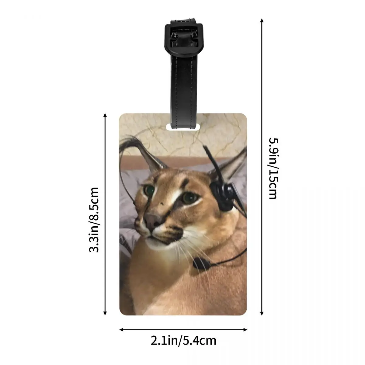 Big Floppa Luggage Tags for Travel Suitcase Funny Caracal Cat Privacy Cover Name ID Card