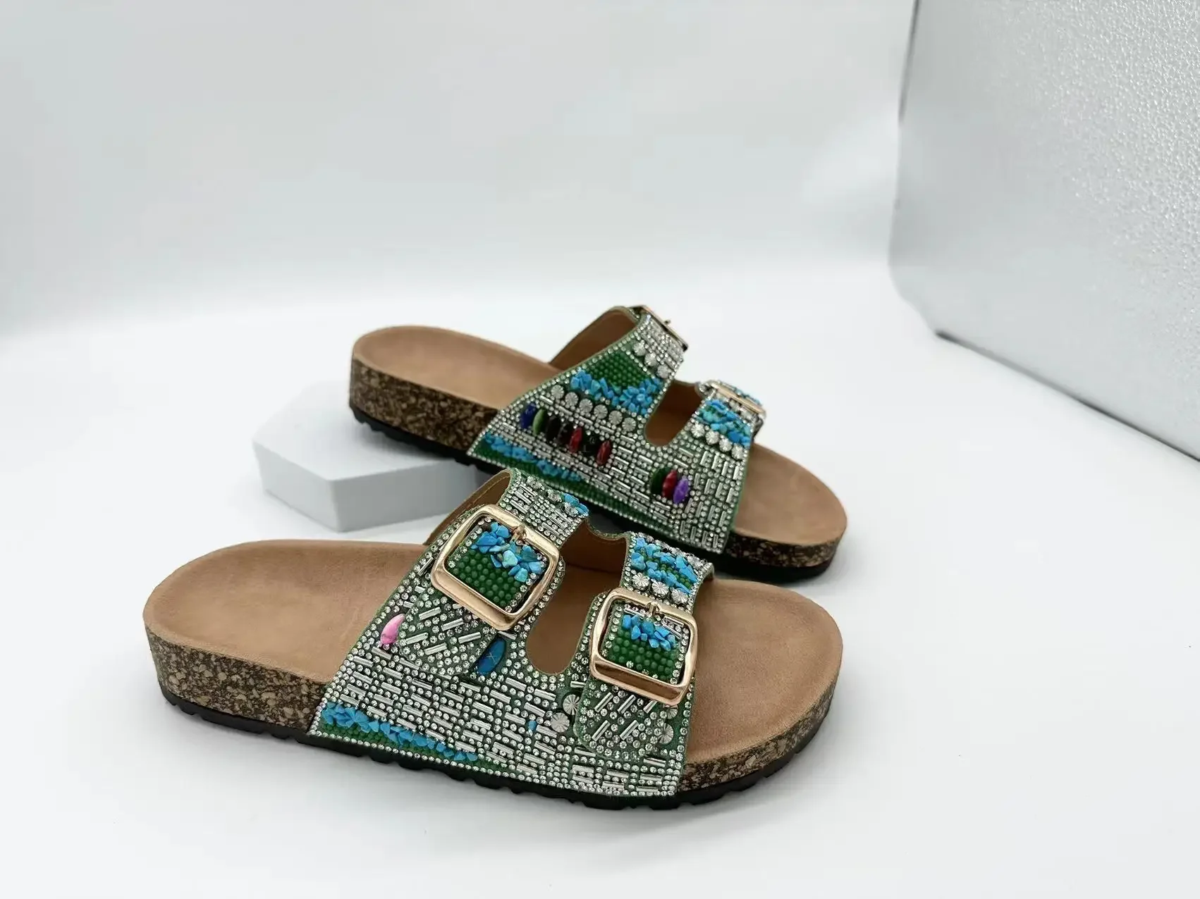 S82acd7609c2d4110bed49050d1d2838da Trendy Double Buckle Ethnic Cork Slippers for Fashionable Beach Days