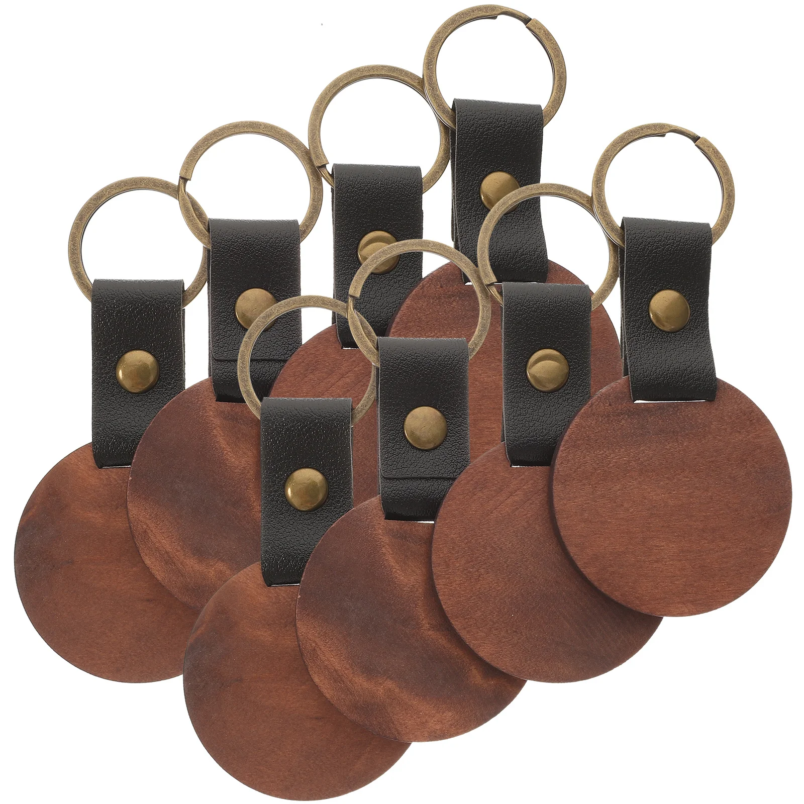 

8pcs Wooden Keychain Blanks Unfinished Wood Tags For Diy Crafts Luggage Name Gift Decor Keyring Hanging Ornament