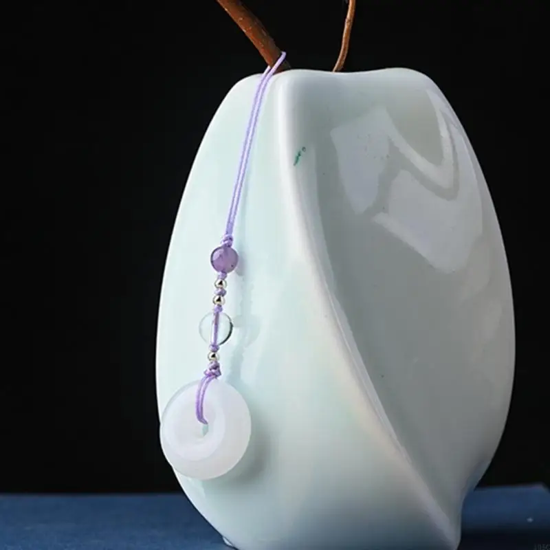 195C Vintage White Jade Buckle Pendant Keychain Delicate Phone Hangings Decorations