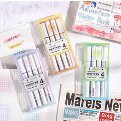 4 Colors Highlighter Pens Glitter Highlighter Marker Kawaii Stationery Supplies Back To School Accessories For Girls Students