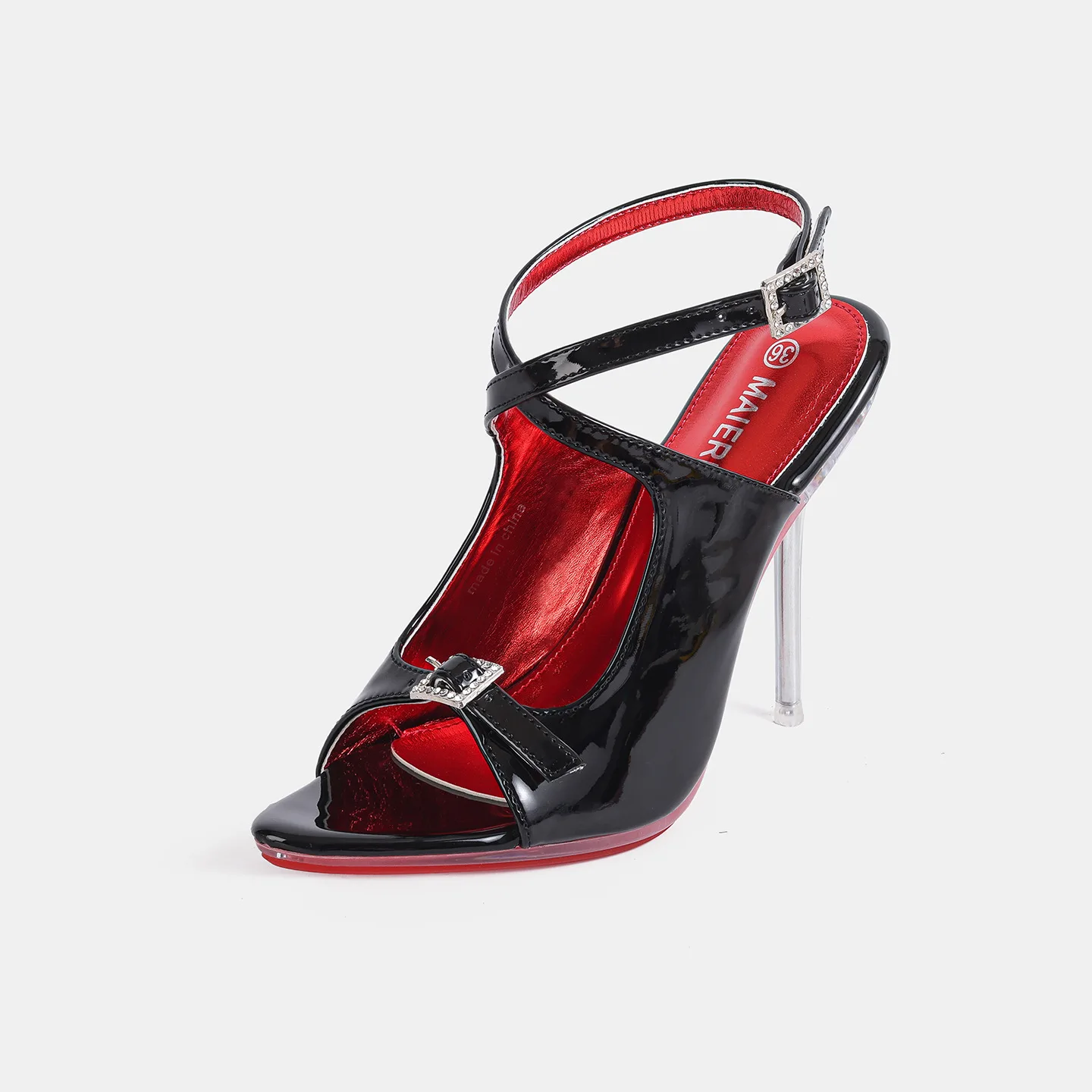 Fashion Buckle Strap Women Hollow Out Clear Heel Sandals 12CM High Heels Sexy Fetish Shoes Summer Model Catwalk Show Shoes view 3