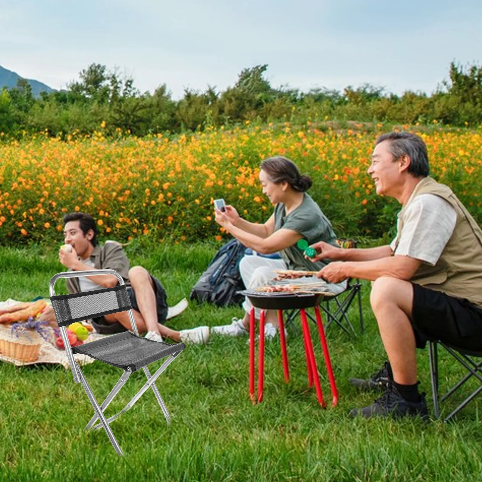 

Fishing Stool Foldable Chair Light Weight Chairs Folding Portable Camper Outdoor Small Camping for Adults