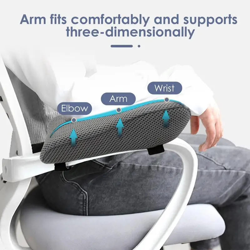 Memory Foam Chair Armrest Pads Black Grey Computer Chair Armrest Cushion Relief Elbows Forearm Pressure Pad For Home Offiices