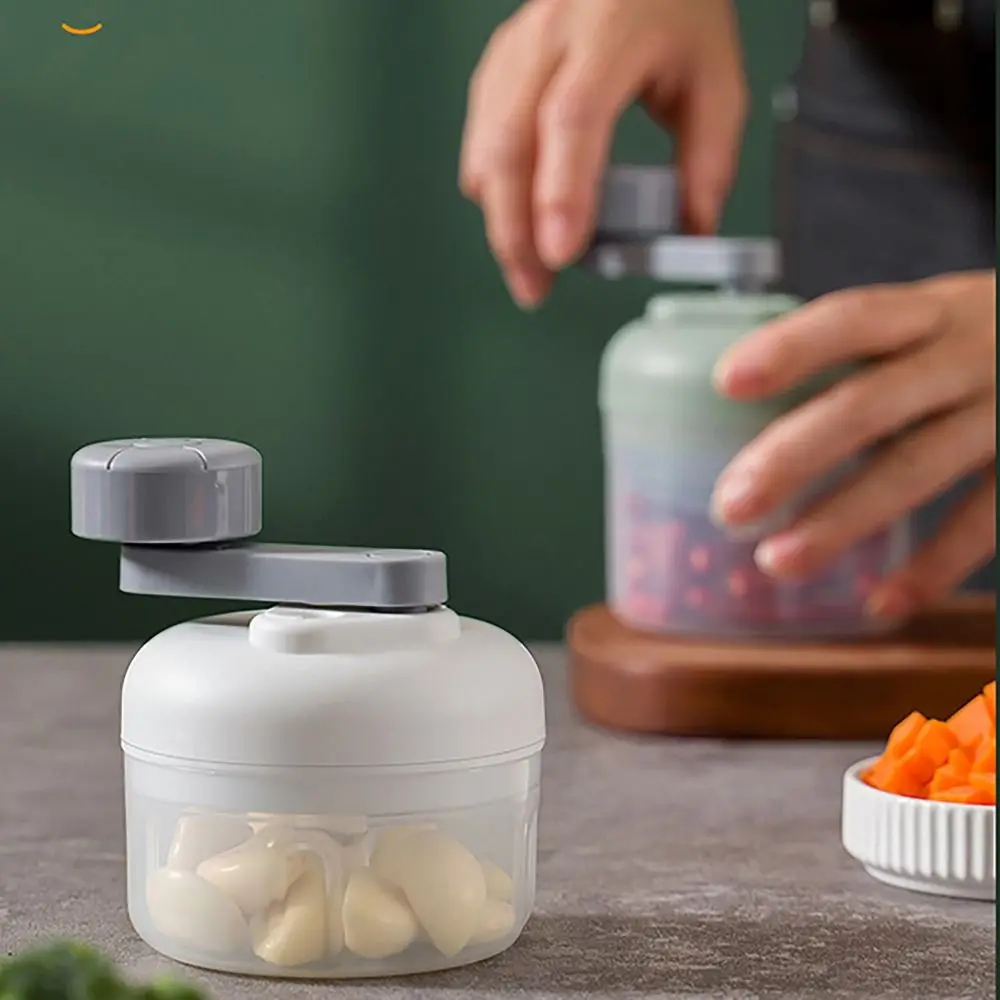 Portable 100ml 250ml Garlic Pounder Cordless Manual Tableware Food Grinder Three-gear Shift Garlic Puncher for Kitchen Tool