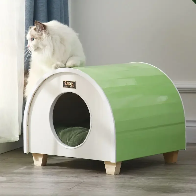 

Solid Wood Cat Nest Fully Enclosed Large Pet Bed Removable and Washable Pet Nest Cat Supplies Winter Warm Cat Nest