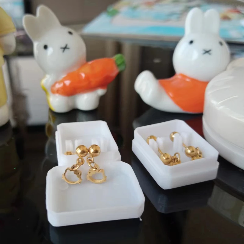 Sanrio Hello Kitty Titanium Steel Ear Bone Stud Y2k Millennium Kt Cat Ear Stud Spice Girl 18k Earring Accessories