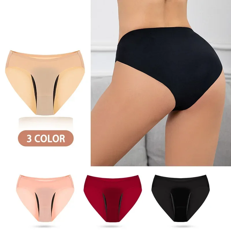 

women's panties Ice silk non-marking four-layer physiological panties Absorbent Anti-leakage Postpartum Menstrual Triangle Pants