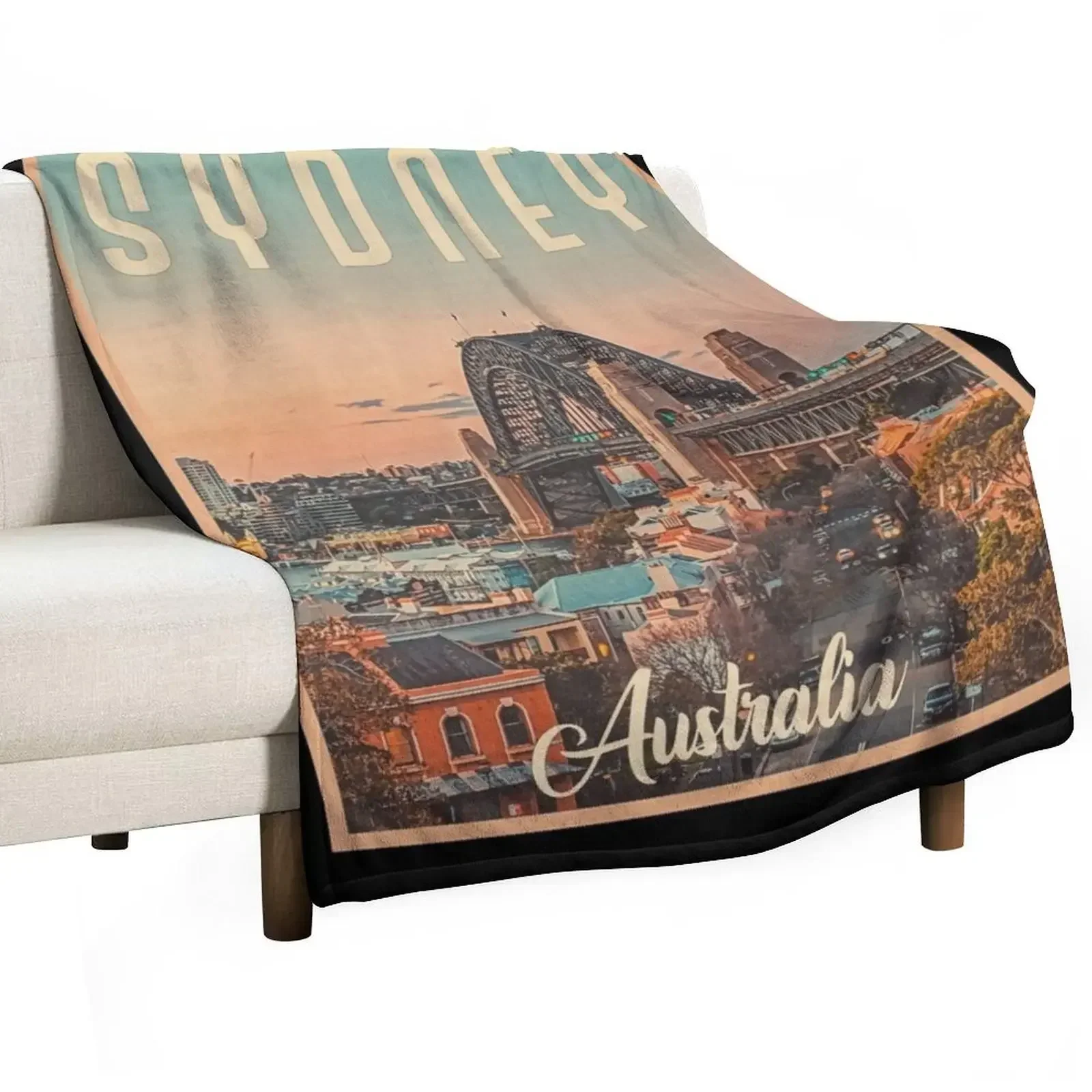 

Sydney Australia Vintage Travel, Best Gift Idea For Sydney Lovers And Travel To Sydney Throw Blanket Warm Thin Blankets