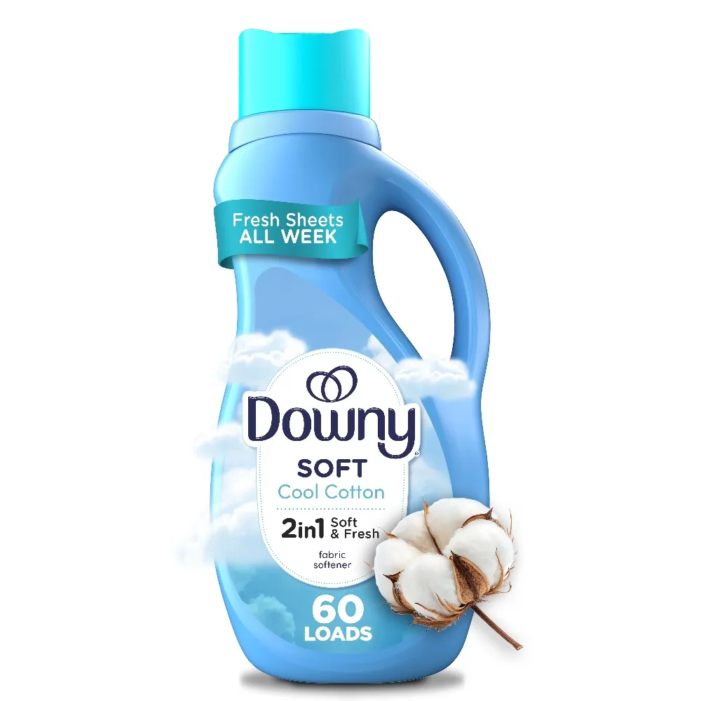 Liquid Laundry Fabric Softener and Conditioner Cool Cotton Scent 44 Fluid Ounces for 60 Loads Washing Machine Fresh Long Lasting Aroma