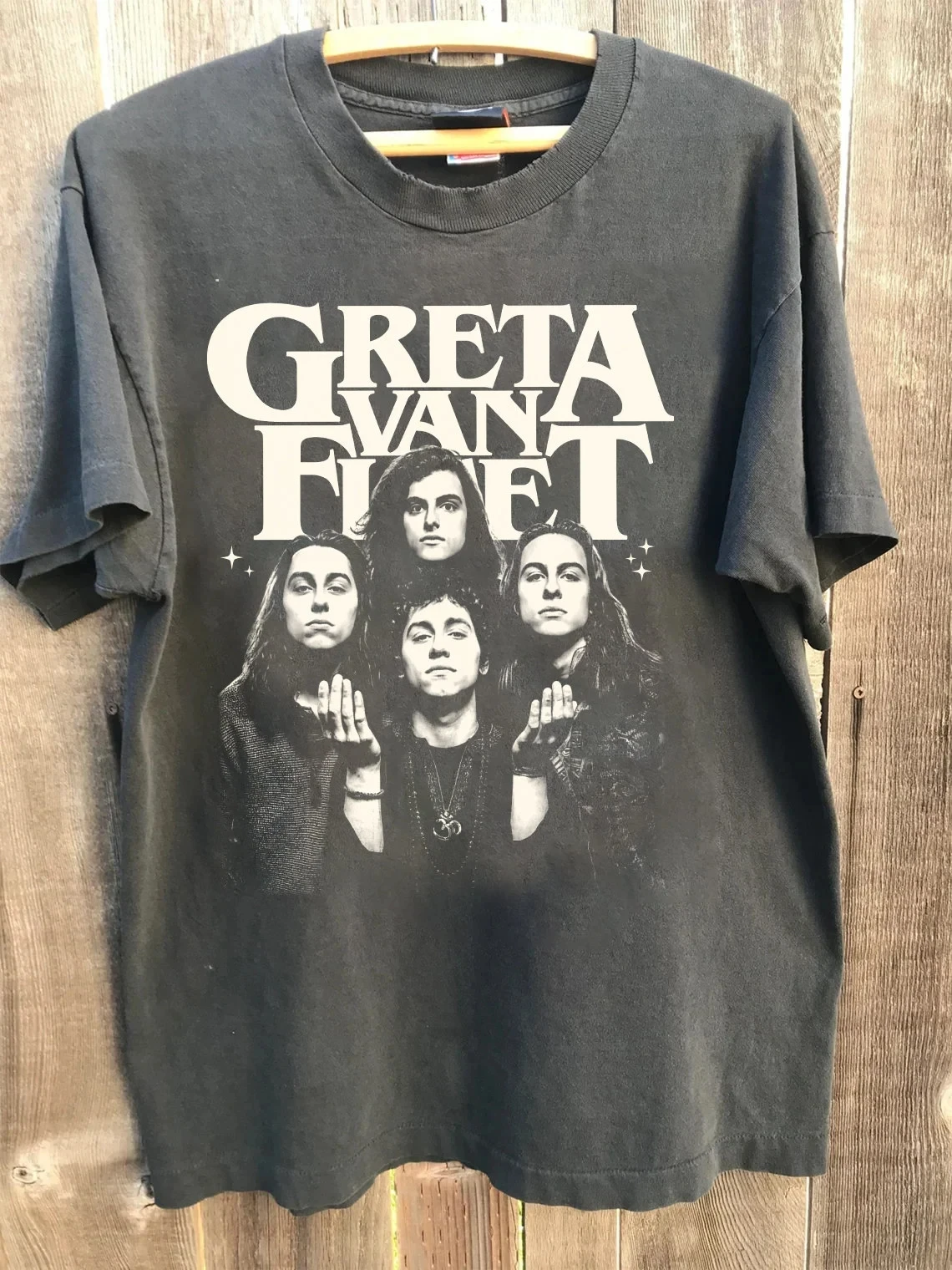 Greta Van Fleet Tour-T-Shirt, Starcatcher-Album, Retro-Rock-Paar-T-Shirt aus Baumwolle, Streetwear-Shirt, Damenbekleidung, übergroßes T-Shirt – Detail 4