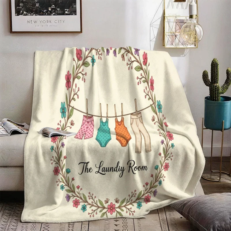 Boho Floral Laundry Room Blanket Throw Cottagecore Nursery Decor Gift Cozy Keepsake Baby Shower Washable Plush Accent Throw