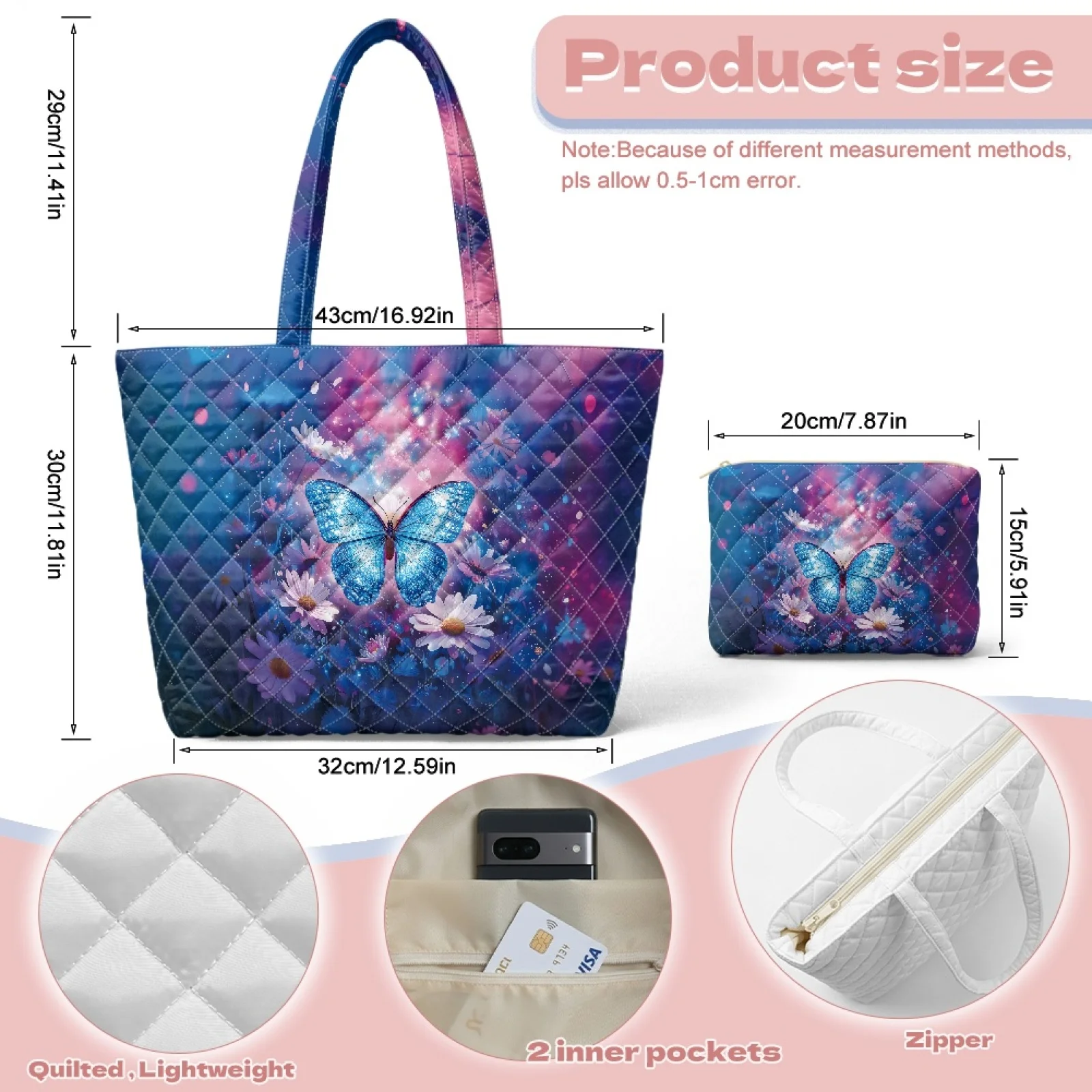 Coloranimal Mandala Print 2 Piece Embroidered Shoulder Bag with Wallet for Work Wear-resistant for