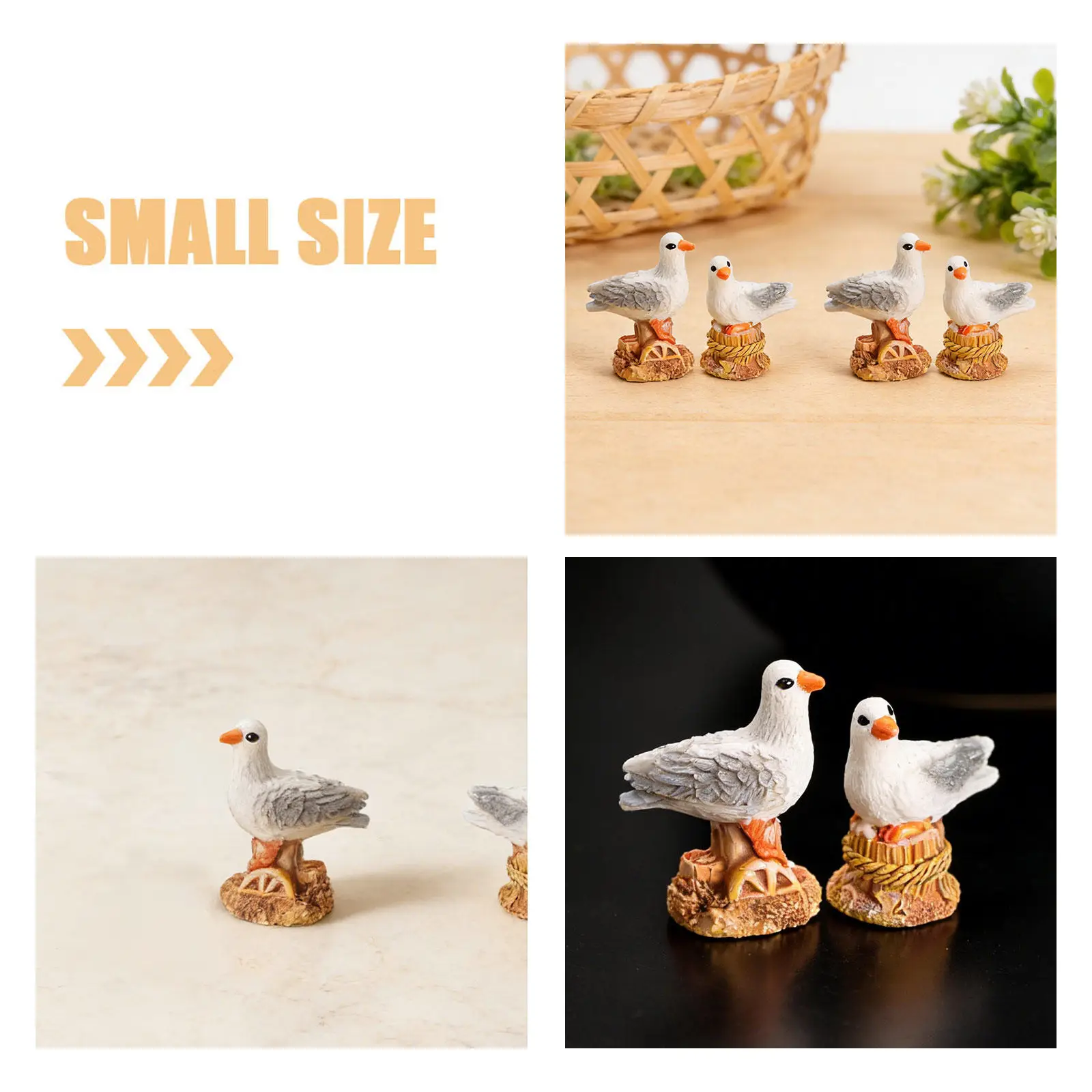 12Pcs Mediterranean Coastal Seagull Resin Sculpture Nautical Desktop Garden Decoration Micro Landscape Tabletop Seabird Ornament