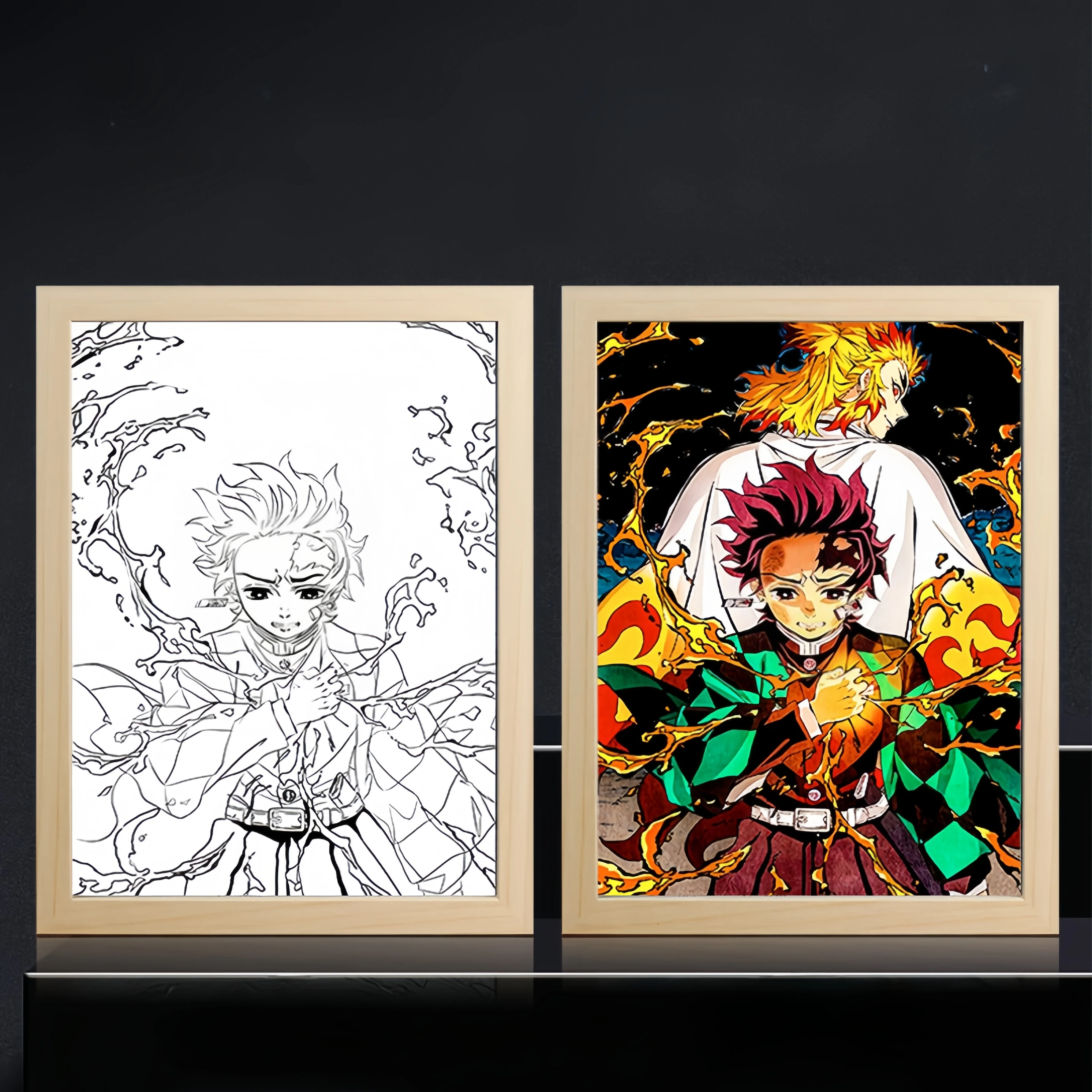 Demons Slayer Figures Light Painting Photo Nezuko Tanjirou Zenitsu Led Night Lights cornice per foto decorazione della camera da letto lampada da disegno