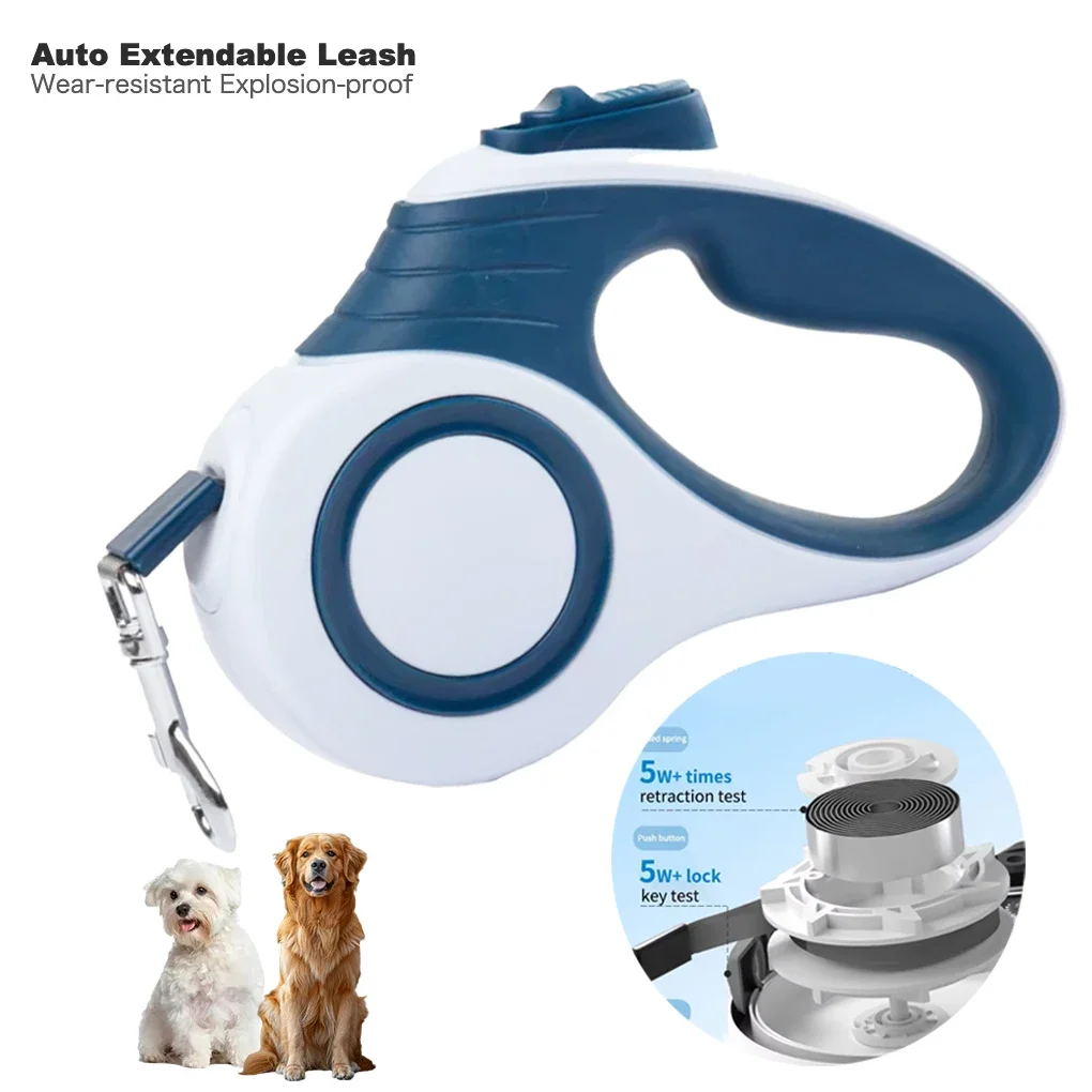 

3/5 Meters Small Dog Leash Pet Wear-resistant Explosion-proof Auto Extendable Leash for Dog One-click Brake for Dogs Accessories