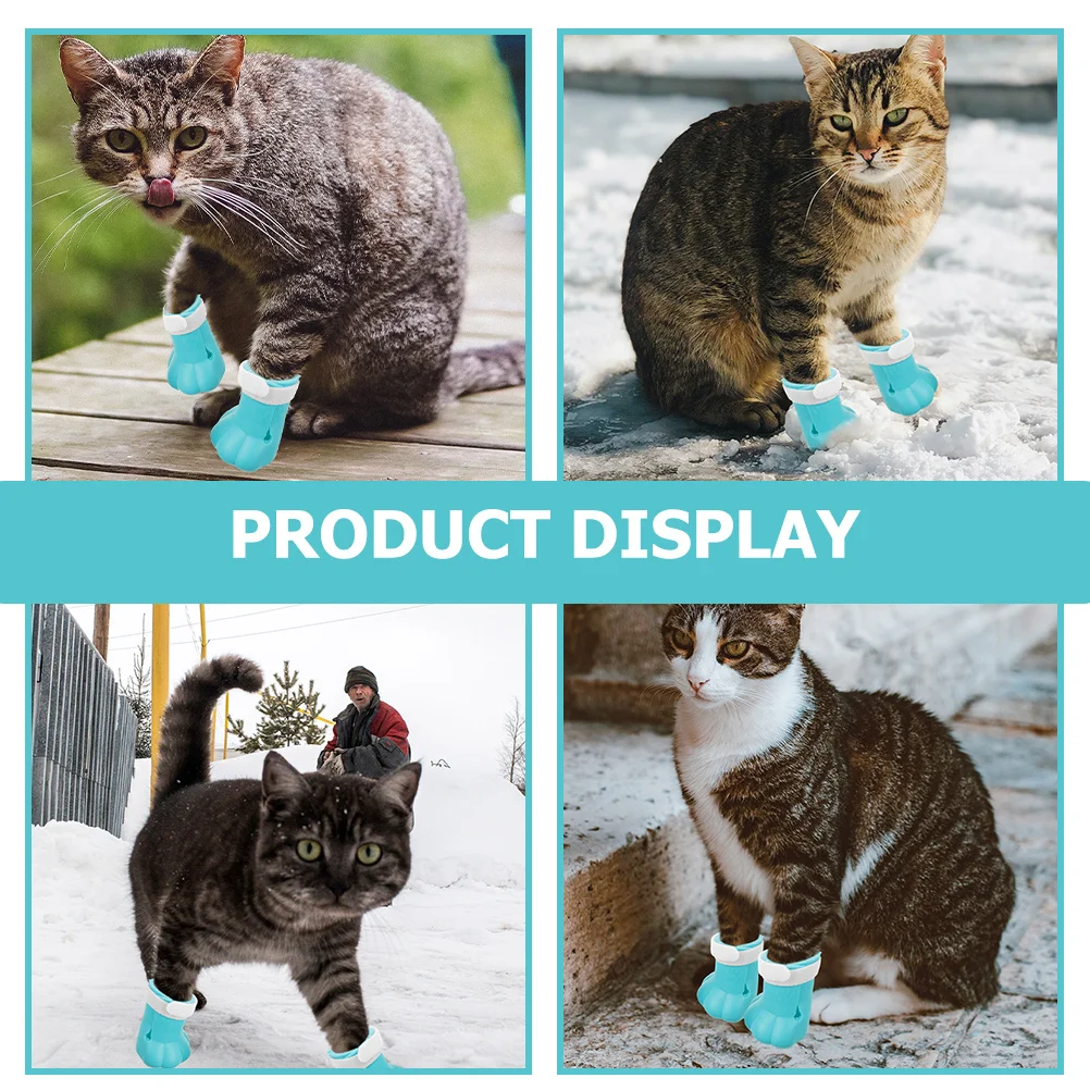 

4Pcs Cat Shower Boots Anti-Scratch Silicone Shoes for Cats with Water Drainage Holes Pet Shoes Cat Shower Boots