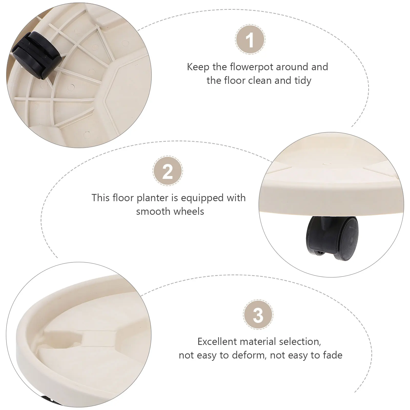 

1pc Thickened Movable Vase Rack Flowerpot Tray With Wheels Plastic Vase Shelf Floor Planter Holder Round Flower Pot Rack Durable