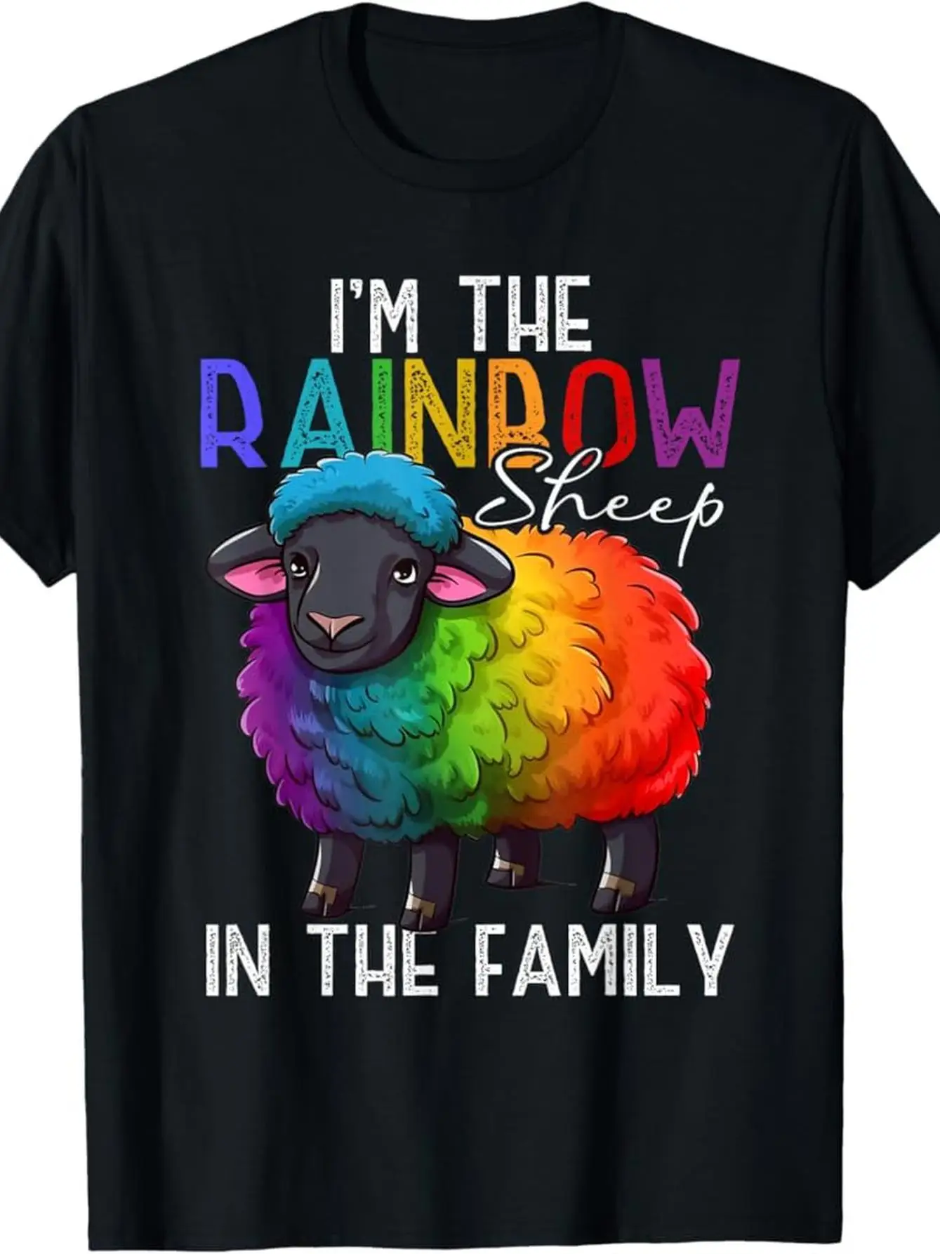 

Pride Shirt - Gay Pride Rainbow 100% Cotton 180g I'm The Rainbow Sheep In The Family T-Shirt - Machine Washable, Short Sleeve