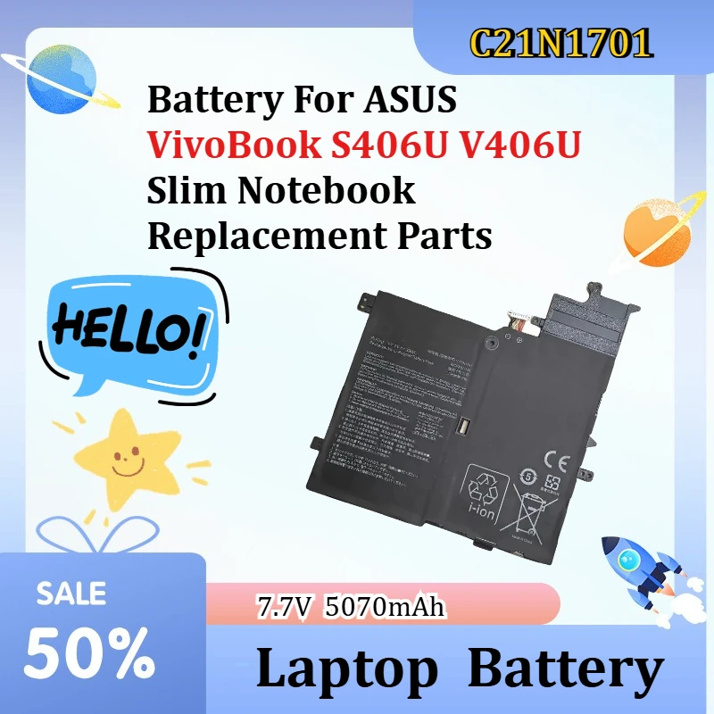 C21N1701 7.7V 39Wh Li-Polymer Internal Battery Fit ASUS VivoBook S406U V406U Slim Notebook Replacement Parts