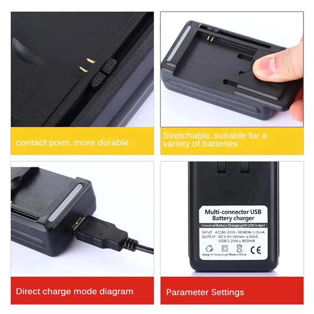 شاحن بطارية متنقل عالمي بمنفذ USB للهواتف المحمولة شحن سريع شواحن آمنة LCD مخرج مزدوج محول هاتف منزلي