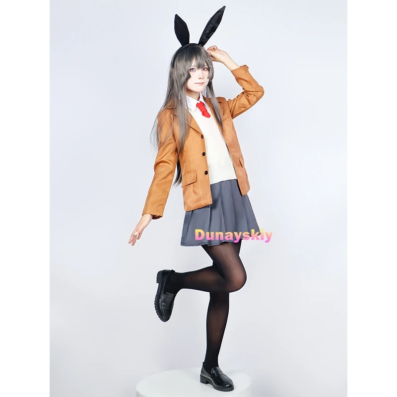 

Anime Sakurajima Mai Cosplay Costume Rascal Does Not Dream of Bunny Girl Senpai Mai Sakurajima Cosplay Wig Bunny Ears Headwear