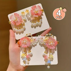 2/4 pcs Chinese antique hair accessories super-immortal retro flowers tassel hairpin temperament Han Chinese headdress