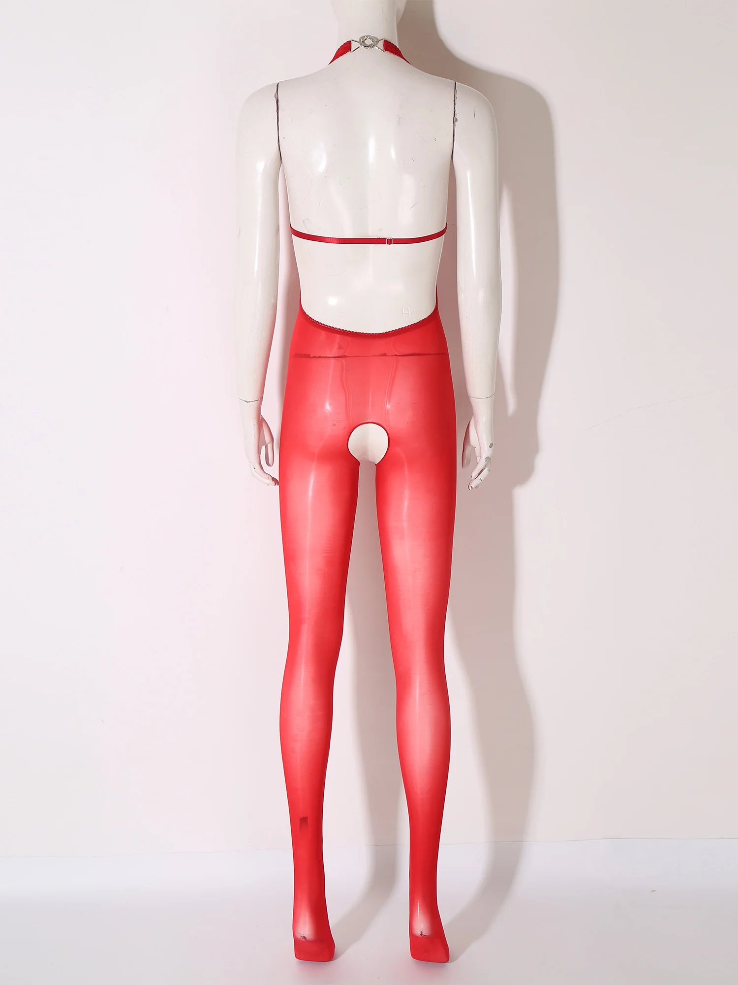 Durchsichtiger Damen-Body ohne Schritt, durchsichtige Dessous-Strumpfhose, Neckholder, ärmellos, offener Rücken, Overall, einteilige Club-Nachtwäsche