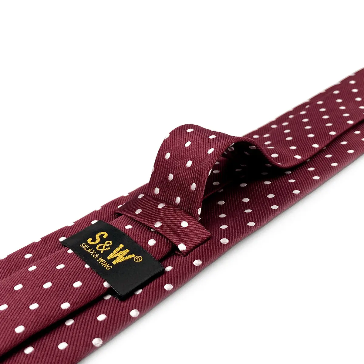 S15 Dots Maroon Red White Ties for Men Wedding Neckties Extra Long 63\