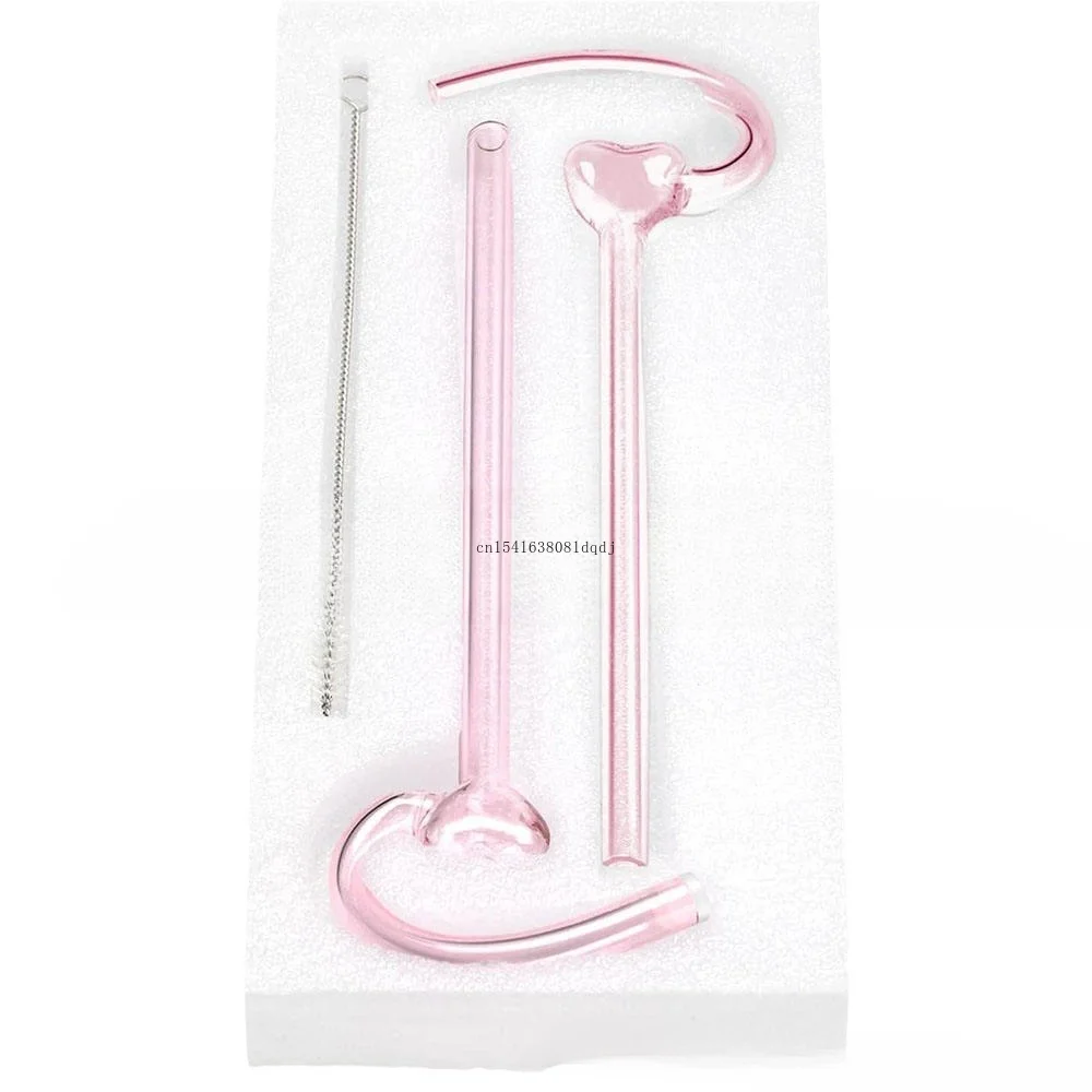 Anti Lip Rimpeling Stro Hartvormig Glas Stro Hartvormig Glas Gebogen Stro