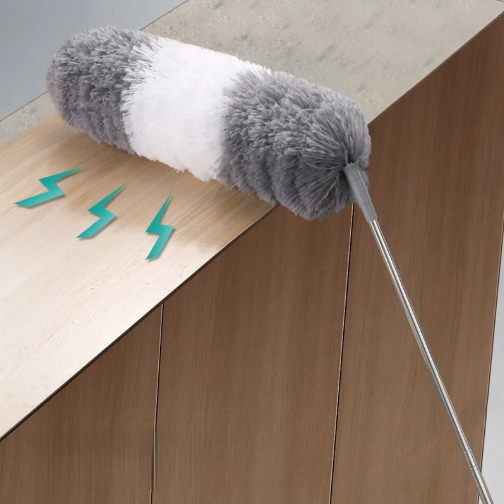 Cobweb Removal Microfiber Duster Kit Washable Dust Cleaning Ceiling Cleaning Extension Pole Long Reach Telescopic Duster