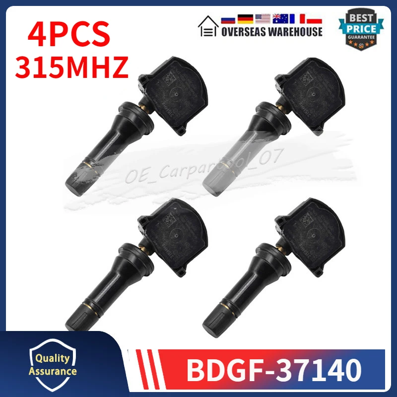 TIRE PRESSURE SENSOR For 2019 MAZDA 3 6 CX-3 CX-30 CX-9 MX-5 315MHz TPMS Tyre Monitring System Sensor 4Pcs BDGF-37140 BDGF37140