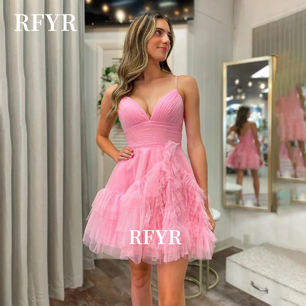 

RFYR Mini Prom Dress Sweetheat Party Dress Ruffles Layers Princess Dress Short Homecoming Dress Celebrity Gala Dress Customized