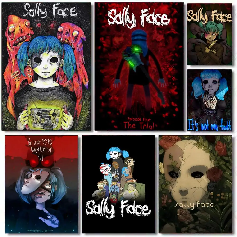 Póster de la historia del juego Horror Cool Game S-Sally Face-F, pintura con impresiones, decoración para el hogar, dormitorio, sala de estar, regalo