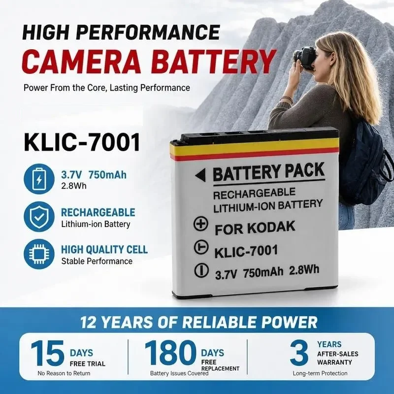 [NEW]  Replacement Battery for Kodak KLIC-7001 K7001 Compatible with V705 M340 M853 M1063 M320 V550 Digital Camera Li-ion
