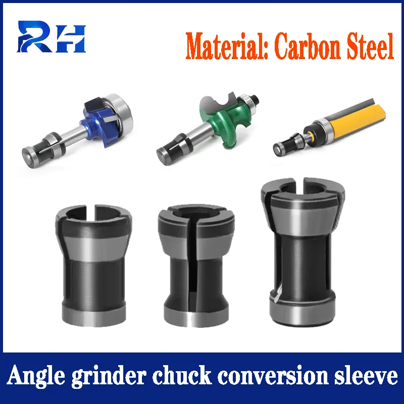 RH 3Pcs Set 6/8mm 1/4 High Precision Adapter Chuck Engraving Trimming Machine Router Milling Cutter Accessories