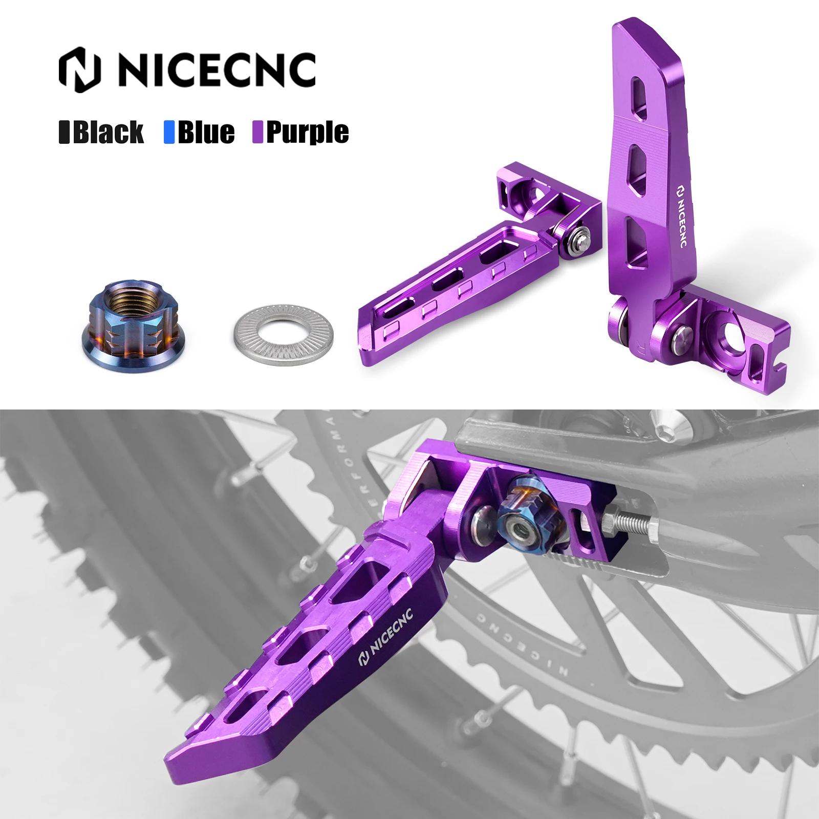 

NICECNC Electric Bike Chain Tensioner Adjuster Blocks Rear Axle Nut Stund Peg Kit For Surron Light Bee X S L1E Segway X160 X260