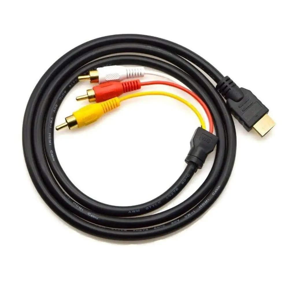 1.5m HDMI Male to 3RCA Audio Video Cable Adapter Lead Compatible with devices requiring HDMI to 3RCA audio and video connections