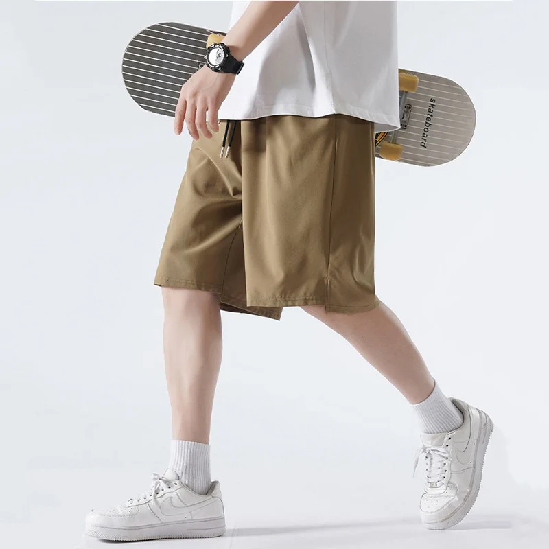 

2026 Summer Men Ice Silk Quick Drying Short Pants Stretch Plus Size Sweatpants Male Lightweight Breathable Casual Trousers