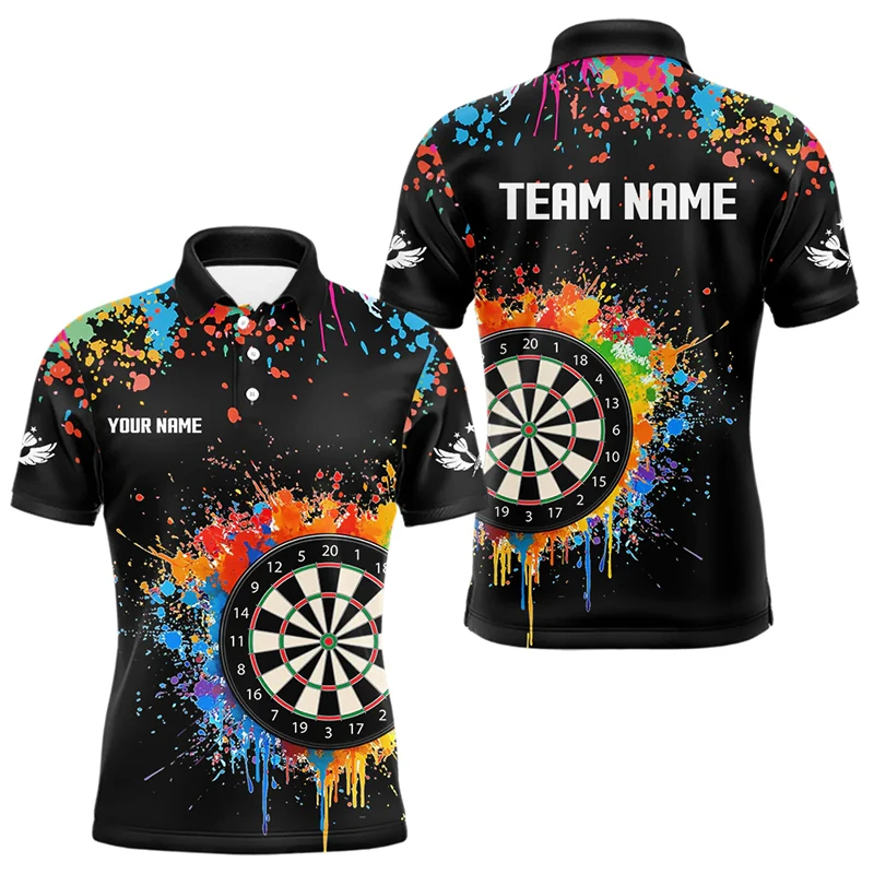 

Fashion Darts Graphic Polo Shirts Trend Custom Name Team 3D Printing Sports T Shirts Personality Oversized Summer Team Uniforms