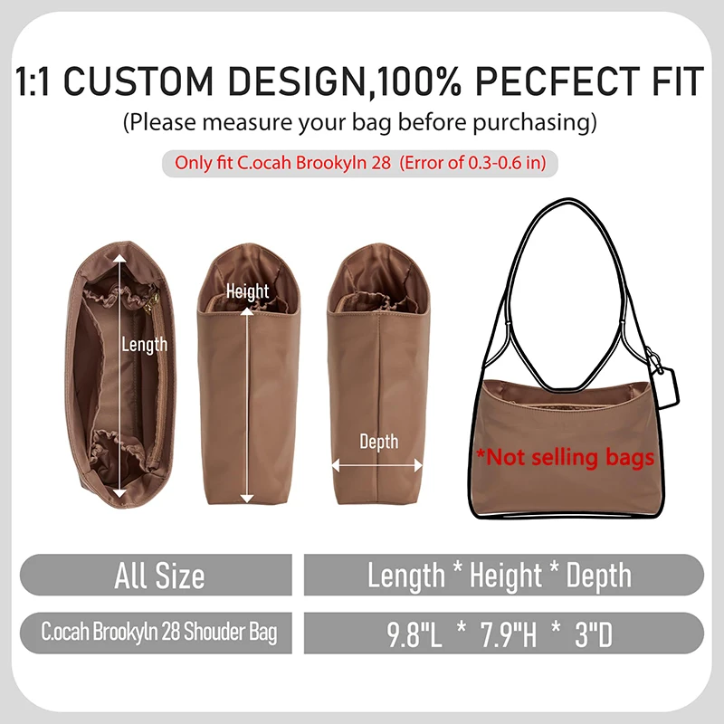 Organizador de Bolsa em Nylon Personalizado para Brooklyn 28, Protetor Leve e Impermeável com Bolso com Zíper