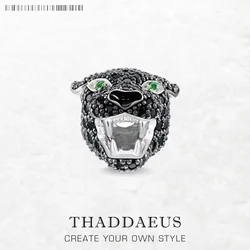 Beads Leopard Panther New Solid 925 Sterling Silver Charm Europe Jewelry Rebel Street Gift For Women & Men