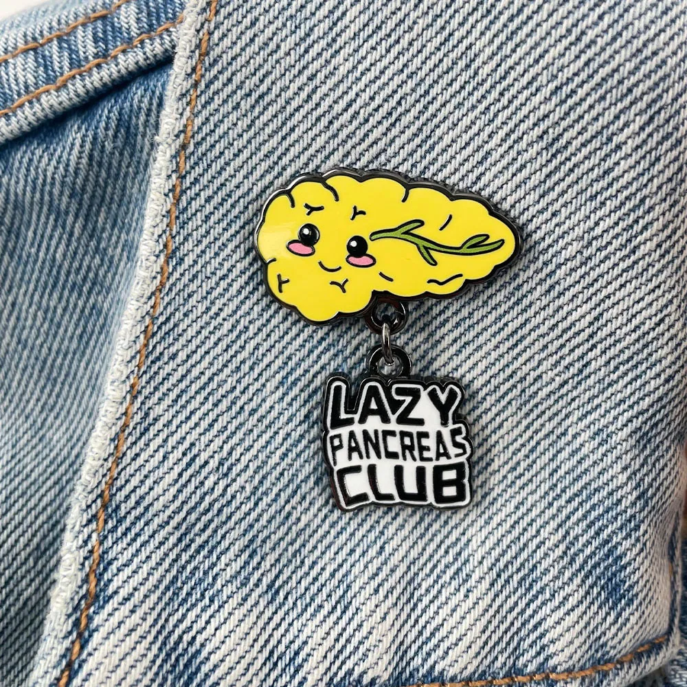 Cute Cartoon Pancreas Brooch Lazy Pancreas Club Creative Badge Fun Body Organ Pin Medical Student Accessory Whimsical Gift