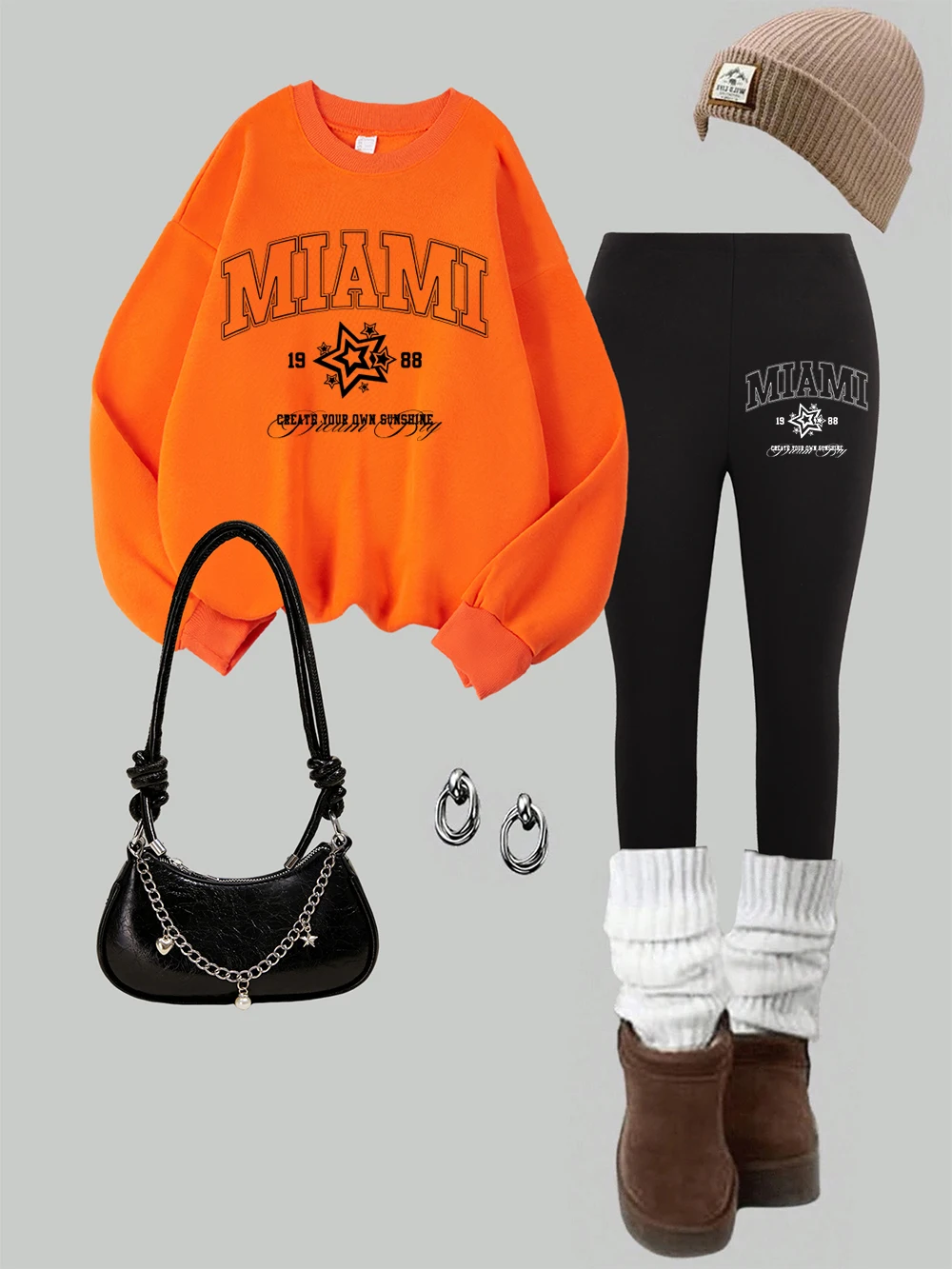 

Женские толстовки с принтом в Майами 1988, комплект из 2 предметов, леггинсы, зимние теплые флисовые штаны с капюшоном, базовая женская одежда для бега