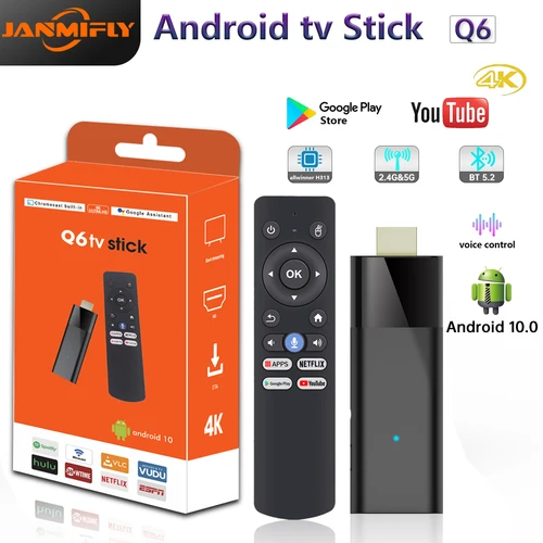 Imagen 1 del producto Android 10 TV Stick Q6 Full HD 4K 1080P WiFi dual 2.4G y 5G Bluetooth 5.2 Google Voice NETFLIX Youtube